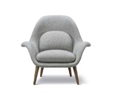 Bild von Fredericia Furniture 1770 Swoon Lounge Chair SH: 40 cm – Hallingdal 130/Räuchereiche