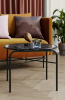 Bild von Warmer Nordic Secant Tisch rund Ø: 60 cm - Schwarzgoldener Marmor/Soft Black