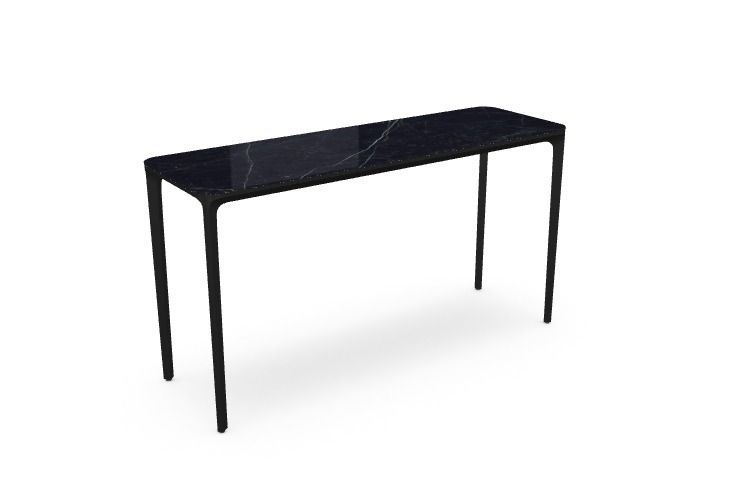 Bild von SOVET Slim Konsole mit 4 Beinen, L: 140 cm – Schwarz/Keramik, poliertes Marquinia