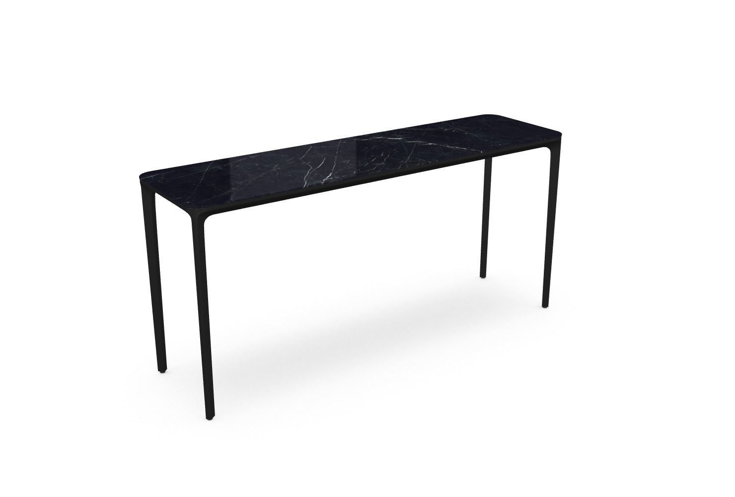 Bild von SOVET Slim Konsole mit 4 Beinen, L: 160 cm – Schwarz/Keramik, poliertes Marquinia