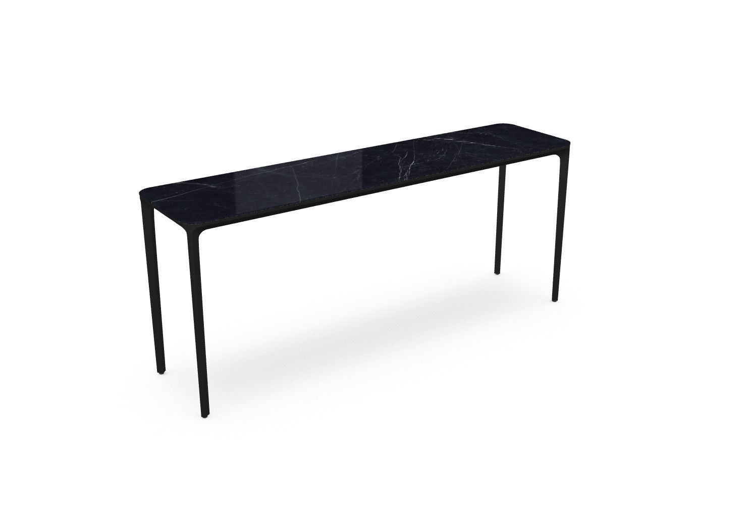 Bild von SOVET Slim Konsole mit 4 Beinen, L: 180 cm – Schwarz/Keramik, poliertes Marquinia