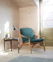 Bild von Warm Nordic Lean Back Lounge Chair SH: 41 cm – Eiche/Dunkles Cyan