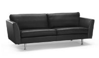 Bild von Stouby Altos 3-Personen-Sofa L: 218 cm – Schwarzes Leder/Stahl