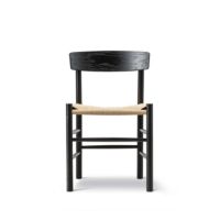 Bild von Fredericia Furniture 3239 J39 Mogensen Esszimmerstuhl SH: 46,5 cm – Schwarz lackierte Eiche/Naturgeflecht
