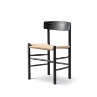 Bild von Fredericia Furniture 3239 J39 Mogensen Esszimmerstuhl SH: 46,5 cm – Schwarz lackierte Eiche/Naturgeflecht