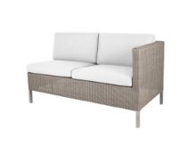 Bild von Cane-line Outdoor Dining Lounge 2 Pers. Sofa Venstre Modul inkl. Hyndesæt L: 153 cm – Taupe-Gewebe/Weiß
