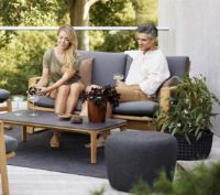 Bild von Cane-line Outdoor Endless Soft 2 Pers. Sofa inkl. Hyndesæt L: 162 cm – Soft Rope Dunkelgrau/Teak