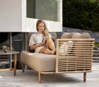 Bild von Cane-line Outdoor Sense 3 Pers. Sofa inkl. AirTouch Hyndesæt L: 220 cm – Naturgewebe/Taupe