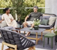 Bild von Cane-line Outdoor Strington 2 Pers. Sofa inkl. AirTouch Hyndesæt L: 135 cm - Dunkelgrau/Teak m. Weiches Seil