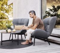 Bild von Cane-line Outdoor Serene Loungesessel inkl. AirTouch Hyndesæt SH: 39 cm – Grau/Schwarz