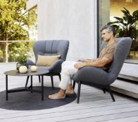 Bild von Cane-line Outdoor Serene Loungesessel inkl. AirTouch Hyndesæt SH: 39 cm – Grau/Schwarz