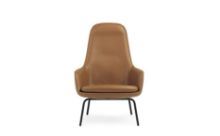 Bild von Normann Copenhagen Era Lounge Chair High Steel SH: 40 cm – Ultra Leather / Brandy 41574