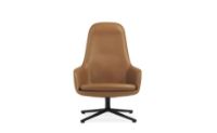 Bild von Normann Copenhagen Era Lounge Chair Hochdrehbar Schwarz Alu SH: 40 cm - Ultra Leder / Brandy 41574