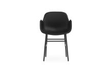 Bild von Normann Copenhagen Form Sessel SH: 44 cm – Schwarzes Leder/Stahl