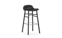 Bild von Normann Copenhagen Form Barhocker SH: 75 cm – Schwarzes Leder/Schwarze Eiche