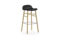 Bild von Normann Copenhagen Form Barhocker SH: 75 cm – Schwarzes Leder/Eiche