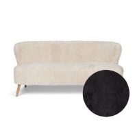 Bild von Natures Collection Emily Lounge 2-Sitzer-Sofa aus neuseeländischem Schaffell B: 165 cm – Schwarz/Eiche