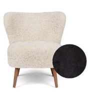 Bild von Natures Collection Emily Lounge Chair aus neuseeländischem Schaffell B: 60 – Schwarz/Walnuss