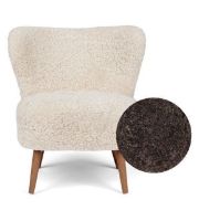 Bild von Natures Collection Emily Lounge Chair aus neuseeländischem Schaffell B: 60 – Cappuccino/Walnuss