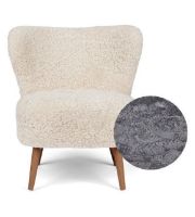 Bild von Natures Collection Emily Lounge Chair aus neuseeländischem Schaffell B: 60 – Hellgrau/Walnuss