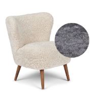 Bild von Natures Collection Emily Lounge Chair aus neuseeländischem Schaffell B: 60 – Hellgrau/Walnuss