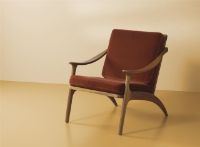 Bild von Warm Nordic Lean Back Lounge Chair SH: 41 cm – Teak/Ziegelrot
