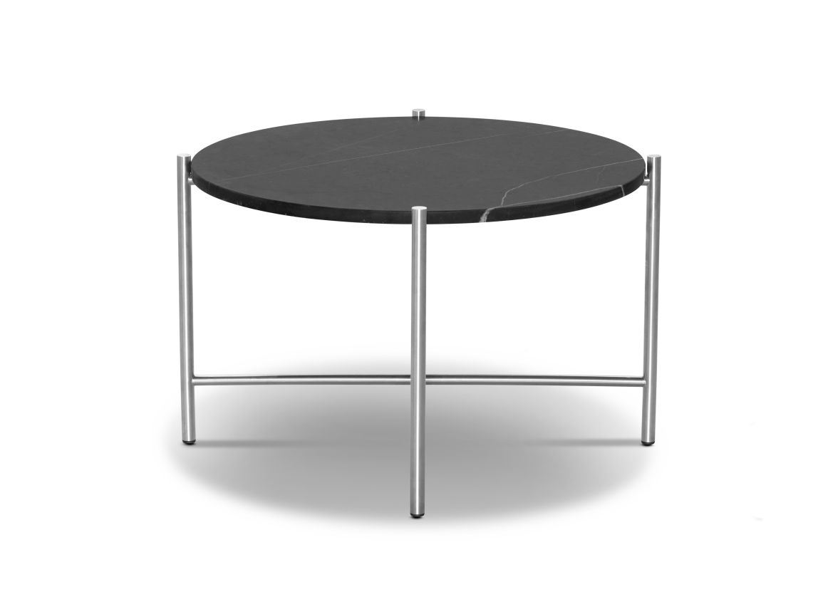 Bild von HANDVÄRK FURNITURE Runder Couchtisch 60 Ø: 65 cm – Stahl / Schwarzer Marmor
