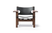 Bild von Fredericia Furniture 2226 Der spanische Stuhl von Børge Mogensen SH: 33 cm – Schwarzes Leder/Walnuss