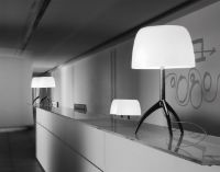 Bild von Foscarini Lumiere Grande mit Dimmer Tischlampe H: 45 cm - Aluminium/Weiß