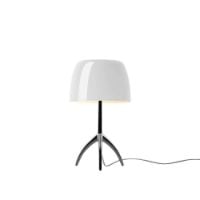 Bild von Foscarini Lumiere Piccola mit Dimmer Tischlampe H: 34,5 cm - Chrom Schwarz/Weiß