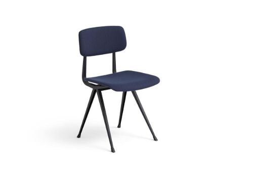 HAY Result Chair Full Upholstery SH: 46 cm - Black Powder Coated Steel/Steelcut Trio 796