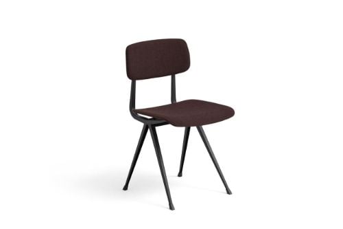 HAY Result Chair Full Upholstery SH: 46 cm - Black Powder Coated Steel/Remix 373