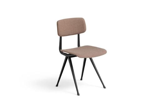 HAY Result Chair Full Upholstery SH: 46 cm - Black Powder Coated Steel/Canvas 356