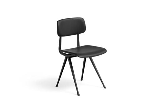 HAY Result Chair Full Upholstery SH: 46 cm - Black Powder Coated Steel/Sense Black
