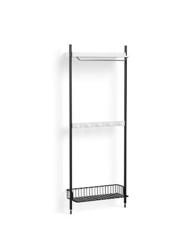 HAY Pier System 1041 1 Column 82x209 cm - PS White Steel/Black Anodised Profiles/Anthracite Wire Shelf