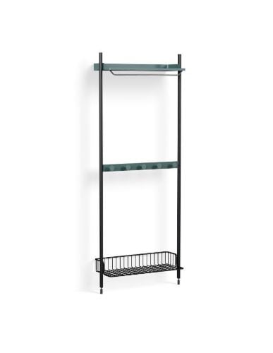 HAY Pier System 1041 1 Column 82x209 cm - PS Blue Steel/Black Anodised Profiles/Anthracite Wire Shelf