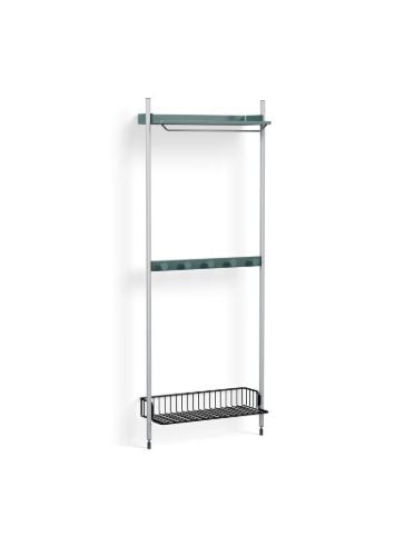 HAY Pier System 1041 1 Column 82x209 cm - PS Blue Steel/Clear Anodised Profiles/Anthracite Wire Shelf