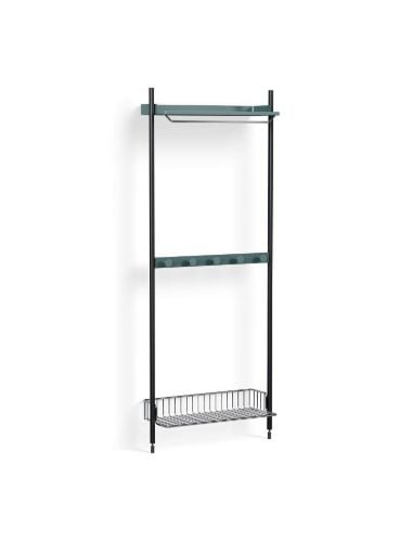 HAY Pier System 1041 1 Column 82x209 cm - PS Blue Steel/Black Anodised Profiles/Chromed Wire Shelf