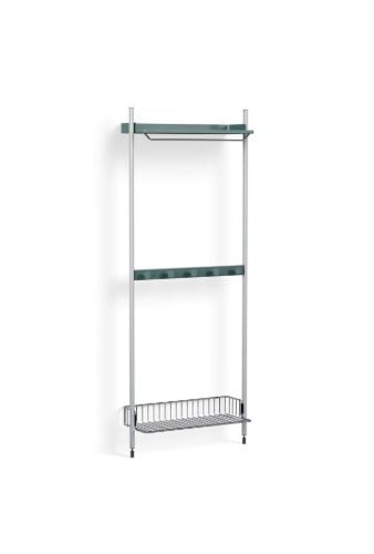 HAY Pier System 1041 1 Column 82x209 cm - PS Blue Steel/Clear Anodised Profiles/Chromed Wire Shelf