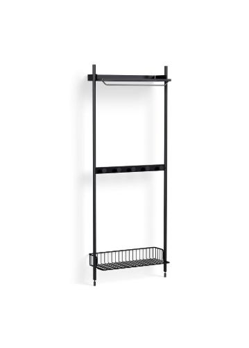 HAY Pier System 1041 1 Column 82x209 cm - PS Black Steel/Black Anodised Profiles/Anthracite Wire Shelf
