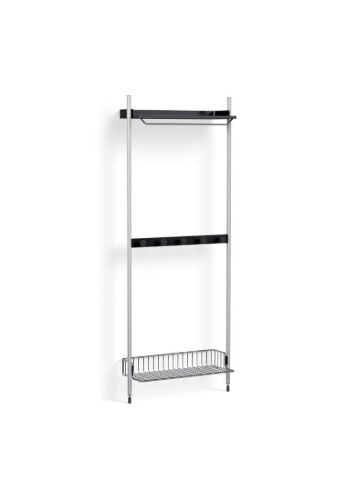 HAY Pier System 1041 1 Column 82x209 cm - PS Black Steel/Clear Anodised Profiles/Chromed Wire Shelf