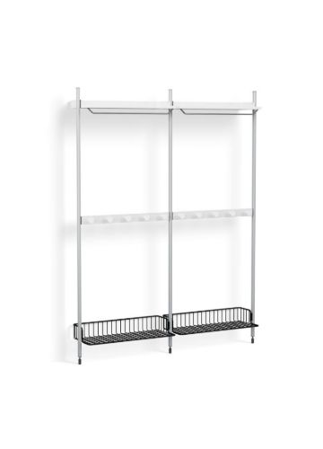 HAY Pier System 1042 2 Columns 162x209 cm - PS White Steel/Clear Anodised Profiles/Anthracite Wire Shelf