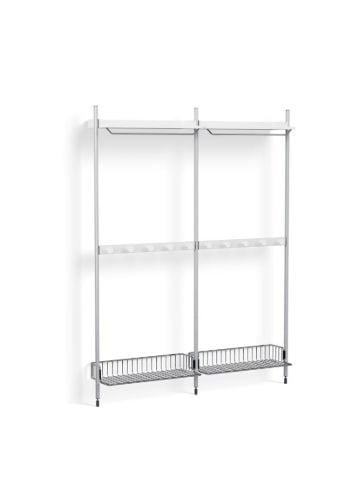 HAY Pier System 1042 2 Columns 162x209 cm - PS White Steel/Clear Anodised Profiles/Chromed Wire Shelf