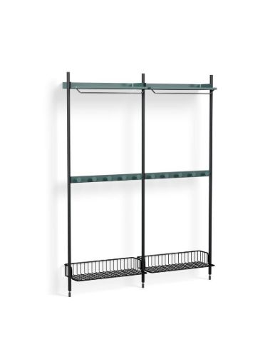 HAY Pier System 1042 2 Columns 162x209 cm - PS Blue Steel/Black Anodised Profiles/Anthracite Wire Shelf