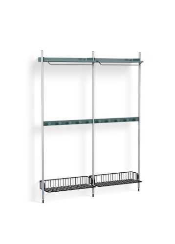 HAY Pier System 1042 2 Columns 162x209 cm - PS Blue Steel/Clear Anodised Profiles/Anthracite Wire Shelf
