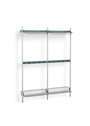 HAY Pier System 1042 2 Columns 162x209 cm - PS Blue Steel/Clear Anodised Profiles/Chromed Wire Shelf