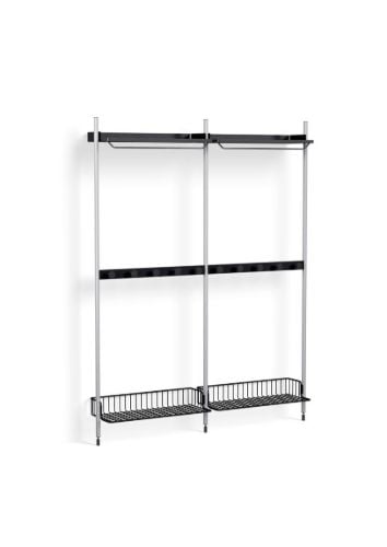 HAY Pier System 1042 2 Columns 162x209 cm - PS Black Steel/Clear Anodised Profiles/Anthracite Wire Shelf