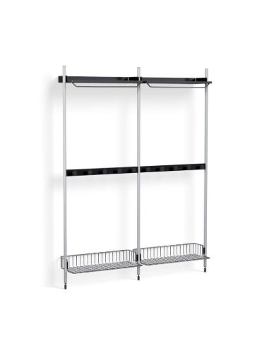 HAY Pier System 1042 2 Columns 162x209 cm - PS Black Steel/Clear Anodised Profiles/Chromed Wire Shelf