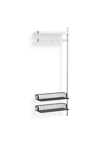 HAY Pier System 1050 Add-On 80x209 cm - PS White Steel/Clear Anodised Profiles/Anthracite Wire Shelf