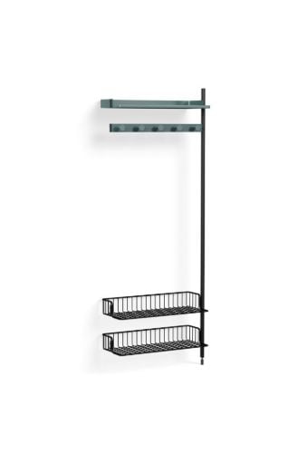 HAY Pier System 1050 Add-On 80x209 cm - PS Blue Steel/Black Anodised Profiles/Anthracite Wire Shelf